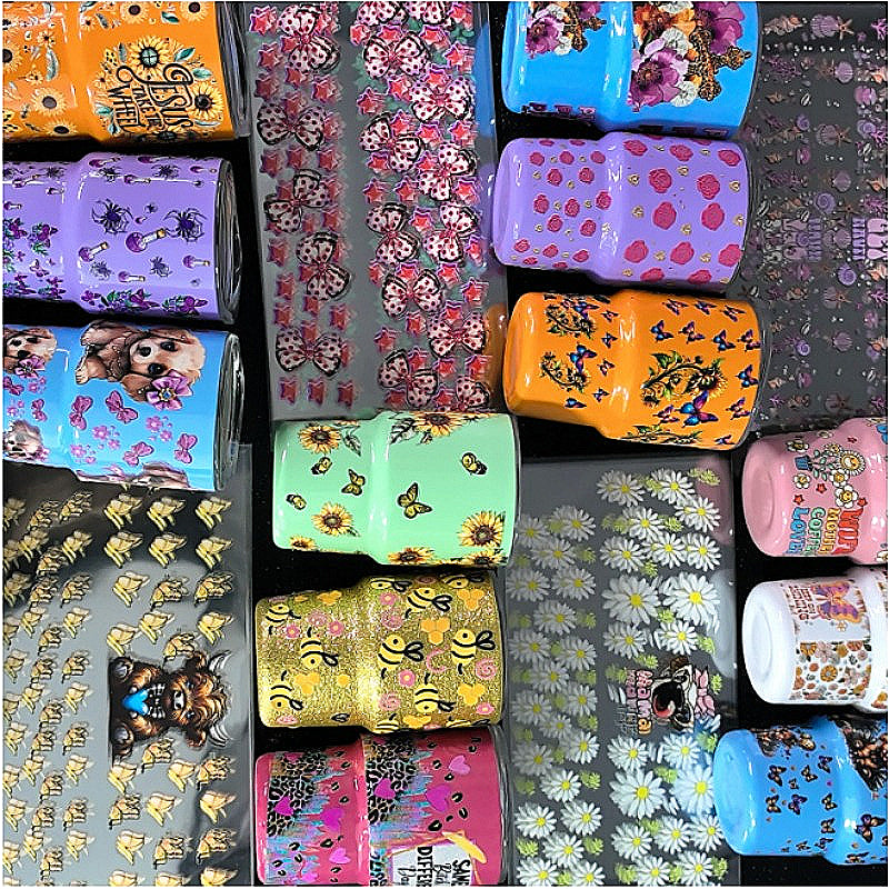 Wholesale 3oz mini stainless  cup UV DTF stickers Random 20pcs/50pcs Wraps For DIY Craft